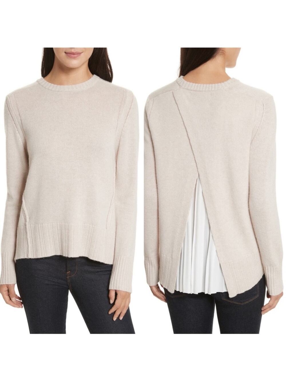 Brochu Walker Keller Wool Cashmere Layered Sweater Crewneck Sz S